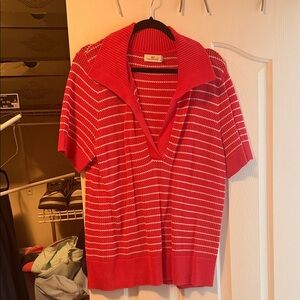 Vineyard Vines Red and White Striped Sweater
